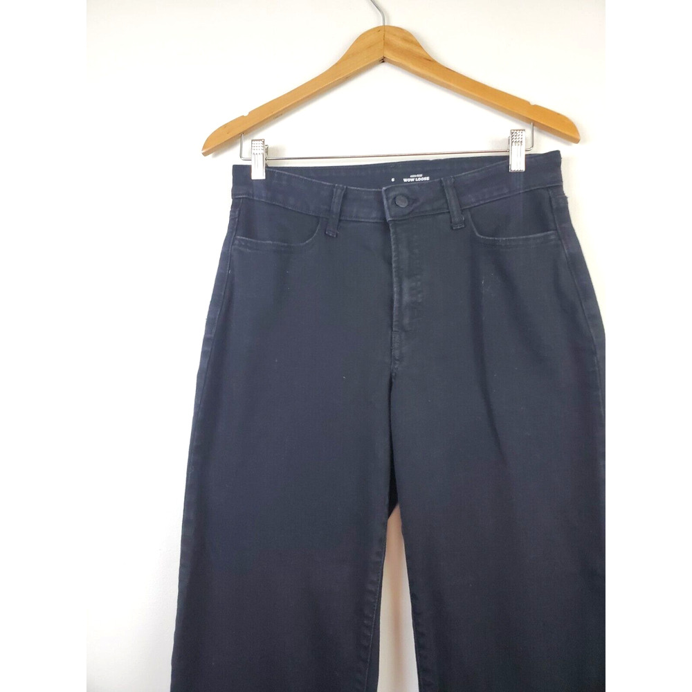 Old Navy‎ Womens 6 High Rise WOW LOOSE Jeans Black Stretch Straight Leg - Picture 3 of 12